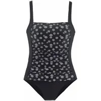 LASCANA Badeanzug , Damen, Gr. 46, Cup E, schwarz-weiß (schwarz, weiß), Polyamid, gepunktet, Badeanzüge Badeanzug, im modischen Design mit Shaping-Effekt