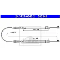Ate Seilzug, Feststellbremse 24372703402 für FIAT PEUGEOT
