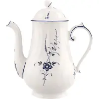 Villeroy & Boch Teekanne "Kaffeekanne Vieux Luxembourg 1,3 l weiß-blau", bunt (weiß, blau), Kannen, Teekanne