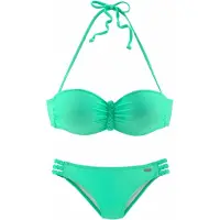 Buffalo Bügel-Bandeau-Bikini , Damen, Gr. 38, Cup D, grün (mint), Polyamid, Flechtoptik, Bikini-Sets Bügel-Bandeau-Bikini, trendiger Look, mit abnehmbaren Trägern, mit geflochtenen Details