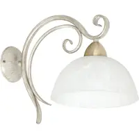 Luminex Wandleuchte Flora, ein Glasschirm, weiß/messing