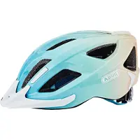 ABUS Stadthelm Aduro 2.0 - Allround-Fahrradhelm mit Licht - in sportivem Design für den Stadtverkehr - für Damen und Herren - Hellblau/Orange, Größe L (58-62 cm)