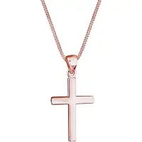 Elli Kette mit Anhänger "Halskette Kreuz Symbol Religion 925 Silber" Gr. 45, rosa (rosegold), Halsketten, Damen, 45, ohne Stein, Silber 925 (Sterlingsilber), Kette mit Anhänger
