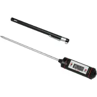 Aucune Digital Bratenthermometer, Thermometer mit Schutzhülle und Clip zum Messen von Speisen und Getränken, Material: Inox-Edelstahl/Kunststoff