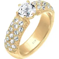 Elli Verlobungsring PREMIUM "Ring Weiß 925 Sterling Silber, mit Kristallen von Swarovski" Gr. 56, gold, Fingerringe, Damen, 56, Silber 925 (Sterlingsilber), Verlobungsring