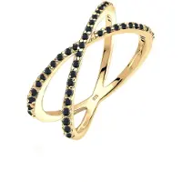 Elli Silberring "Ring Silberring Kreuz mit Zirkonia 925 Silber" Gr. 54, schwarz, Fingerringe, Damen, 54, Silber 925 (Sterlingsilber), Silberring