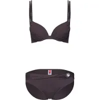 s.Oliver Push-Up-Bikini , Damen, Gr. 36, Cup C, braun, Microfaser, Polyamid, unifarben, Bikini-Sets Push-Up-Bikini, mit Zierring an der Hose