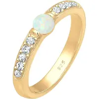 Elli Verlobungsring PREMIUM "Ring Glas Kristalle Synthetischer Opal 925 Sterling Silber" Gr. 54, gold, Fingerringe, Damen, 54, Silber 925 (Sterlingsilber), Verlobungsring