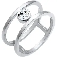 Elli Silberring PREMIUM "Ring Glas Kristalle Weiß 925 Sterling Silber" Gr. 54, silber, Fingerringe, Damen, 54, Silber 925 (Sterlingsilber), Silberring