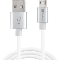 Sandberg MicroUSB Reversible Cable 1m, 1 m, USB A, Micro-USB A, Silber, Weiß