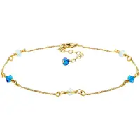 Elli Fußschmuck Basic Strand Bead Kristalle 925 Silber Elli Dunkelblau