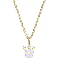 Elli Silberkette "Halskette Krone Emaille 925 Sterling Silber, mit Kristallen von Swarovski" Gr. 36, gold, Halsketten, Mädchen, Silber 925 (Sterlingsilber), Silberkette