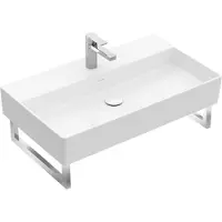 Villeroy & Boch Memento 2.0 Wandwaschbecken, 1 Hahnloch, mit Überlauf, ungeschliffen, 800x470mm, 4A228001, Farbe: weiß-alpin