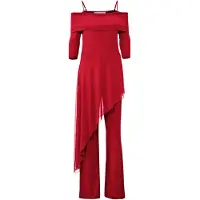 HEINE Jumpsuit "Overall Overall mit Carmen-Ausschnitt", Damen, Gr. 50, N-Gr, rot, Elegant, Carmenausschnitt, Overalls Jumpsuit