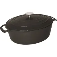 Vogue Ovaler Schmortopf Schwarz - 5 Liter
