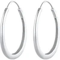 Elli Paar Creolen "Ohrringe Creolen Hänger Oval Geo Basic Trend Big 925 Silber" Gr. 38, silber, Ohrringe, Damen, 38, ohne Stein, Silber 925 (Sterlingsilber), Paar Creolen
