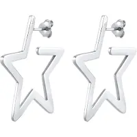 Elli Paar Creolen "Ohrringe Creolen Stern Astro Filigran 925 Silber" Gr. 33, silber, Ohrringe, Damen, 33, ohne Stein, Silber 925 (Sterlingsilber), Paar Creolen