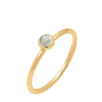Elli Verlobungsring "Ring Labradorit Grau 925 Sterling Silber vergoldet" Gr. 52, gold, Fingerringe, Damen, 52, Silber 925 (Sterlingsilber), Verlobungsring