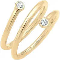 Elli Silberring "Ring Wickelring Geo Kristalle 925 Sterling Silber" Gr. 52, gold, Fingerringe, Damen, 52, Silber 925 (Sterlingsilber), Silberring