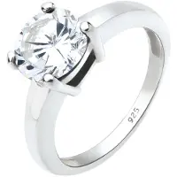 Elli Silberring "Ring Solitär Klassisch Zirkonia Verlobung 925 Silber" Gr. 62, silber, Fingerringe, Damen, 62, Silber 925 (Sterlingsilber), Silberring