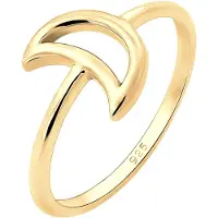 Elli Silberring "Ring Halbmond 925 Sterling Silber" Gr. 56, gold, Fingerringe, Damen, 56, Silber 925 (Sterlingsilber), Silberring
