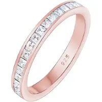 Elli Silberring PREMIUM "Ring Bandring Geo Shape Kristalle 925 Silber" Gr. 56, rosa (rosegold), Fingerringe, Damen, 56, Silber 925 (Sterlingsilber), Silberring