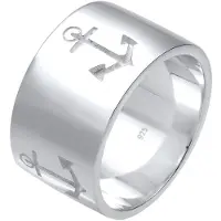 Elli Silberring "Ring Anker Bandring 925 Silber" Gr. 54, silber, Fingerringe, Damen, 54, Silber 925 (Sterlingsilber), Silberring