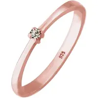 Elli Silberring "Ring Solitär Kristall Grau 925 Sterling Silber" Gr. 56, rosa (rosegold), Fingerringe, Damen, 56, Silber 925 (Sterlingsilber), Silberring