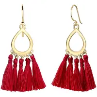 Elli Paar Ohrhänger "Ohrringe Hänger Tassel Quaste Tropfen 925 Silber" Gr. 50, rot, Ohrringe, Damen, 50, ohne Stein, Silber 925 (Sterlingsilber), Paar Ohrhänger