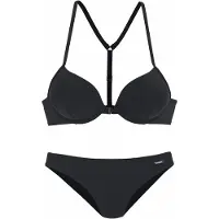 Bruno Banani Push-Up-Bikini , Damen, Gr. 40, Cup B, schwarz, Polyamid, unifarben, Bikini-Sets Push-Up-Bikini, mit Vorderverschluss