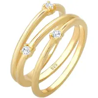 Elli Silberring "Ring Wickelring Zirkonia Filigran 925 Silber" Gr. 56, gold, Fingerringe, Damen, 56, Silber 925 (Sterlingsilber), Silberring