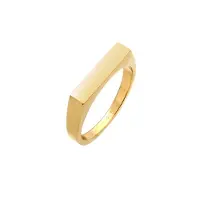Elli Siegelring "Ring Siegelring Rechteck Pinky Ring 925 Silber" Gr. 52, gold, Fingerringe, Damen, 52, ohne Stein, Silber 925 (Sterlingsilber), 9mm, Siegelring