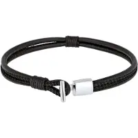 KUZZOI Lederarmband "Armband Echtleder Knoten Haken T-Bone 925 Sterling Silber" Gr. 200, schwarz, Armbänder, Herren, 200, Silber 925 (Sterlingsilber), Lederarmband