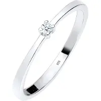 Elli DIAMONDS Verlobungsring "Ring Solitär Diamant Weiß (0.03 ct) 925 Sterling Silber" Gr. 52, weiß, Fingerringe, Damen, 52, Silber 925 (Sterlingsilber), Verlobungsring