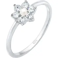 Elli Verlobungsring PREMIUM "Ring Blume Synthetische Perle Weiß 925 Sterling Silber, mit Kristallen von Swarovski" Gr. 56, silber, Fingerringe, Damen, 56, Silber 925 (Sterlingsilber), Verlobungsring
