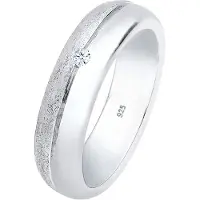 Elli DIAMONDS Ringe - Ring Basic Bandring Diamant (0.03 ct.) 925 Silber - Gr. 56 MM - in Silber - für Damen