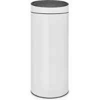 Brabantia Touch Bin, 30L, 30 l, Rund, Kunststoff, Edelstahl, Weiß, Manuell, Edelstahl