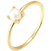 Elli Perlenring "Ring Süßwasserperle Weiß Rund 925 Sterling Silber" Gr. 54, gold, Fingerringe, Damen, 54, ohne Stein, Silber 925 (Sterlingsilber), 5mm, Perlenring