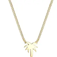 Elli Kette mit Anhänger "Halskette Palme Strand Sommer 925 Sterling Silber vergoldet" Gr. 45, gold, Halsketten, Damen, ohne Stein, Silber 925 (Sterlingsilber), Kette mit Anhänger