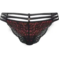 LASCANA Rioslip , Damen, Gr. 40/42, schwarz (schwarz, rot), Obermaterial: 75% Polyamid, 15% Polyester, 10% Elasthan, Unterhosen Rioslip