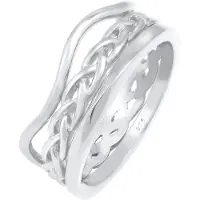 Elli Ring-Set "Ring Ringset Trend Welle Zopf Gedreht Style 925 Silber" Gr. 54, silber, Fingerringe, Damen, 54, ohne Stein, Silber 925 (Sterlingsilber), 3mm, Ring-Set