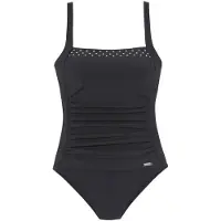 LASCANA Badeanzug , Damen, Gr. 52, Cup C, schwarz, Polyamid, unifarben, Badeanzüge Badeanzug, mit Raffungen im Vorderteil und Shaping-Effekt, Topseller