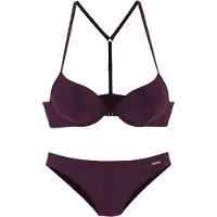 Bruno Banani Push-Up-Bikini , Damen, Gr. 36, Cup A, rot (bordeaux), Polyamid, unifarben, Bikini-Sets Push-Up-Bikini, mit Vorderverschluss