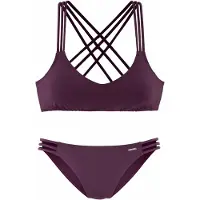 Bruno Banani Bustier-Bikini , Damen, Gr. 42, Cup C/D, rot (bordeaux), Polyamid, unifarben, Bikini-Sets Bustier-Bikini, mit Zierbändern, Topseller