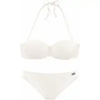 Buffalo Bügel-Bandeau-Bikini "Romance", Damen, Gr. 38, Cup C, beige (creme), Polyamid, strukturiert, unifarben, Bikini-Sets Bügel-Bandeau-Bikini, aus Strukturware