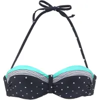 LASCANA Bandeau-Bikini-Top "Monroe", Damen, Gr. 42, Cup C, bunt (marine, türkis), Recycling-Polyamid, gepunktet, gestreift, Bikini-Oberteile Bandeau-Bikini-Top
