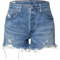 Levi's Shorts "501 ORIGINAL SHORT", Damen, Gr. 30, N-Gr, blau (mid, blau, used), Web, Obermaterial: 100% Baumwolle, unifarben, used, figurbetont kurz, Hosen Shorts, Sommerhose 501 Collection