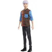 Barbie GHW70 - Barbie - Fashionistas - Puppe, Ken, lilahaarig mit Karohemd