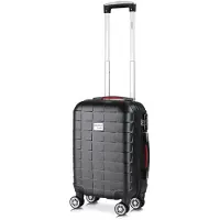 Monzana Koffer Handgepäck Trolley mit TSA Schloss Zwillingsrollen Teleskopgriff Standfüße Größe M schwarz Reisekoffer Rollkoffer