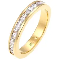 Elli Silberring "Ring Bandring Memory Zirkonia Verlobung 925 Silber" Gr. 54, gold, Fingerringe, Damen, 54, Silber 925 (Sterlingsilber), Silberring